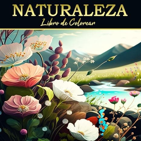 Portada de Naturaleza Libro de Colorear: Hermosos dibujos de la naturaleza para relajarse y aliviar el estrés | Libro para colorear para adultos, personas ... y escenas de la naturaleza | Gran format