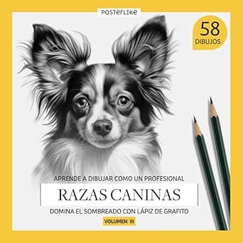 Portada de Aprende a dibujar como un profesional razas caninas. Domina el sombreado con lápiz de grafito. Volumen III: Libro de ejercicios de Dibujo Artístico ... Mixtas para Artistas de Todas las Edades)