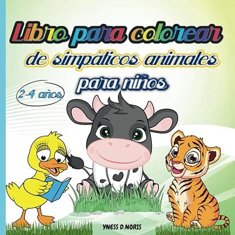 Portada de Libro para colorear de simpáticos animales para niños: Páginas para colorear para niños | Diseños lindos con feliz