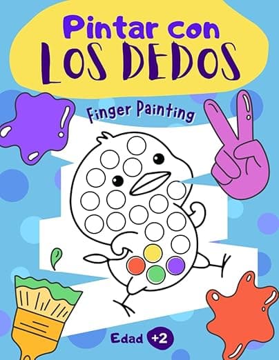 Portada de Pintar con los dedos - Finger Painting: Cuaderno de actividades niños y niñas 2, 3, 4, 5, 6 años | 50 dibujos para pintar con las manos, garabatear, ... colorear infantil | pintar bebés y preescolar