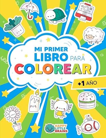 Portada de Mi Primer Libro para Colorear 1 año +: Mis primeras 100 palabras con dibujos Kawaii para niños de 1, 2, 3 y 4 años