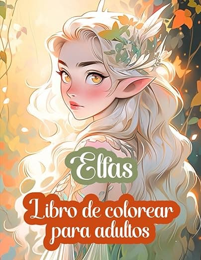 Portada de Libro de colorear ara adultos: Elfas, preciosos retratos femeninos de personajes del bosque