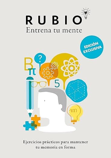 Portada de Ejercicios prácticos para mantener tu memoria en forma (edición exclusiva) (Rubio. Entrena tu mente): Ejercicios y juegos de memoria para adultos (Crecimiento personal)