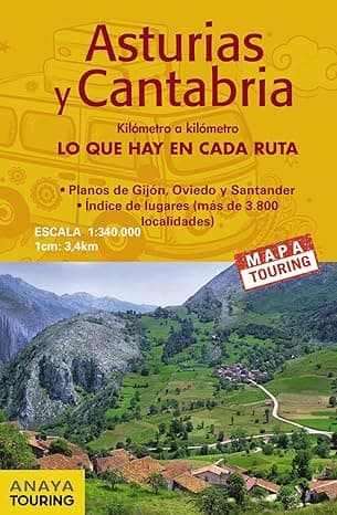 Portada de Mapa de carreteras Asturias y Cantabria (desplegable), escala 1:340.000 (Mapa Touring)