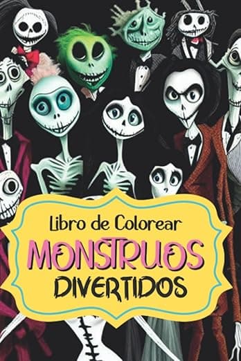 Portada de Libro de Colorear Monstruos Divertidos para Adultos: Libro para Colorear Creepy con Zombies, Brujas, Monstruos y Demonios al estilo Tim Burton (Libros de Colorear Creativos)